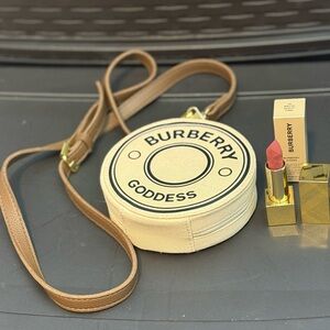 Burberry Goodess bundle small crossbody bag unbranded strap and lipstick#39 New!